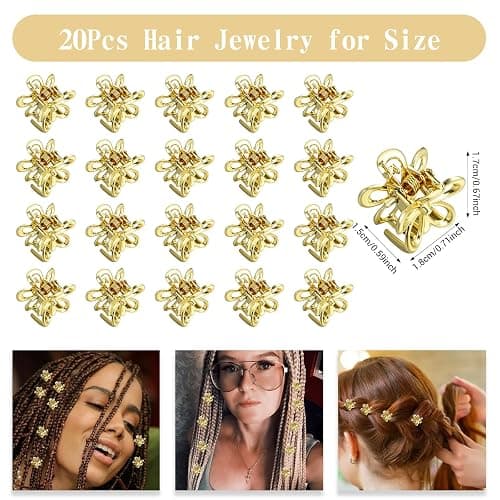 Tyqour 20pcs Small Flower Hair Clips for Girls, Gold Mini Floral Claw Clips Perfect for Fancy Hairstyles thumbnail 3