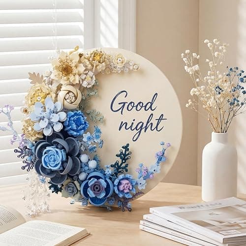 Loyratche Blue Moon Flower Building Set, Botanicals Wall Art Decor | Botanical Collection Artificial Flowers Building Block Kit Compatible with Lego for Adults Home Décor Wall Art Decoration thumbnail 2
