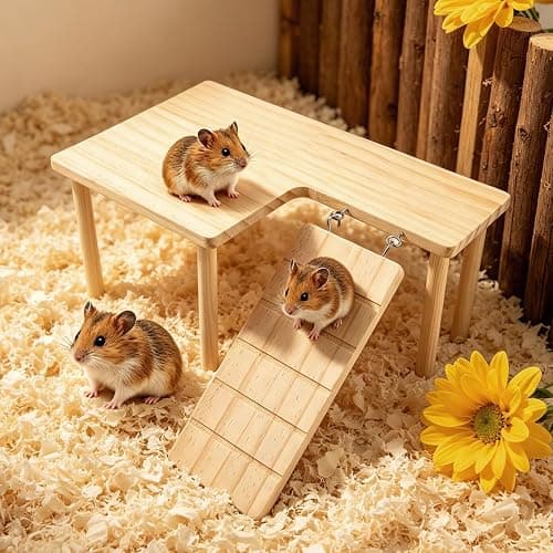 Wooden Hamster Platform for Cage | Durable Climbing Perch Chew Toy for Hamsters Gerbils Mice Degus thumbnail 7