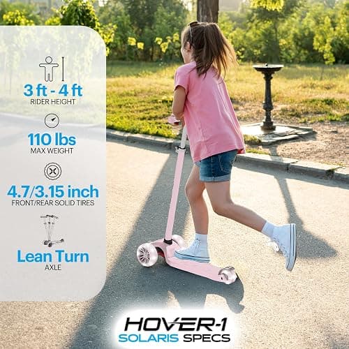 Hover-1 Solaris Kick Scooter with Multicolor Wheel Lights, 4.5” Front Wheels, Rear Foot Brake, and 110 Pound Weight Capacity thumbnail 2