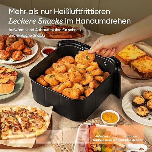 Cosori Turboblaze Airfryer Heißluftfritteuse, 9-in-1 Air Fryer XXL 6L, leiser DC Motor mit 5 Geschwindigkeitsstufen, Grillen, Backen, Gären, Dehydrieren, Tiefkühlen, 87 Rezepte, 64% energiesparend thumbnail 6
