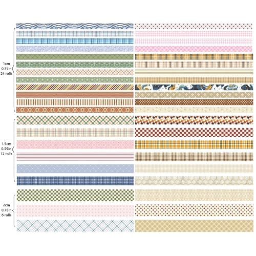 ZHIJIANHZ 42 Rolls Vintage Stripe Washi Tape Set，Decorative Tape for Scrapbooking, Journaling, Bullet Journals, DIY Crafts, and Gift Wrapping thumbnail 2