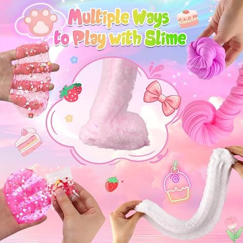 6 Pack Slimes, Pink Slime Kids, Cloud Slime kit for Girls Ages 8-12, Toys for Girls and Boys, for Kids Slime Set Party kit Goodie Bag Stuffers, 4 5 6 7 8 9 10 Year Old Girl Birthday Gift Cute Stuff thumbnail 6