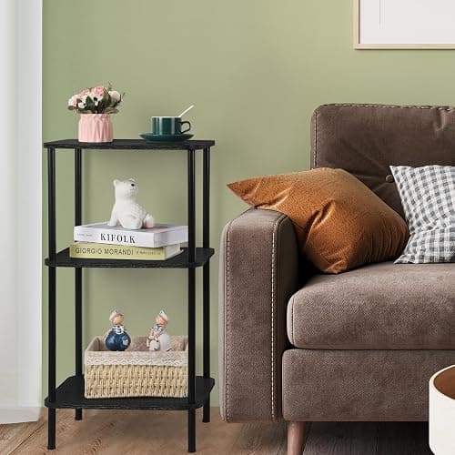 BTY Tall Side Table 3 Tier End Table, 30 Inch H Small End Table with Storage Shelves, Tall Nightstand for Small Spaces Living Room, Bedroom, Home Office,3 Tier Slim Telephone Table thumbnail 2