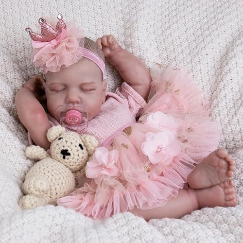 EKOKIZ Reborn Baby Dolls Clothes Girl Pink Baby Clothes for Dolls 17-20 Inches Doll Outfits and Accessories for Realistic Newborn Girl - Pink Saree thumbnail 8