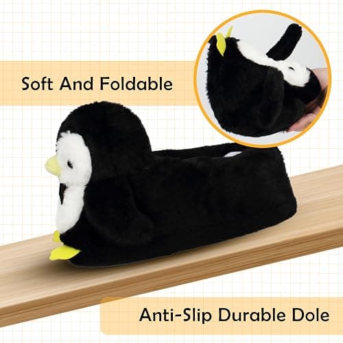 Aopuro Cute Women Penguin Animal Slippers Fluffy Warm Plush House Shoes Novelty Soft Slippers Cartoon Gifts for Birthday Christmas thumbnail 4
