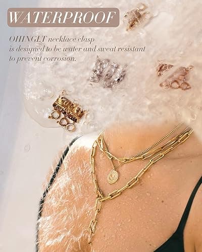 OHINGLT Lucky Necklace Layering Clasps Separator for Stackable,14K Gold and Silver Plated Multiple Necklace Clasps for Women thumbnail 4