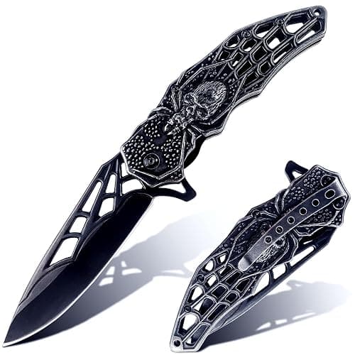 MADSMAUG Pocket Knife, Cool Pocket Folding Knife with 3D Embossed Skull patterns, Great festival Christmas Gift EDC knife For Men Outdoor Survival Camping - Image 1