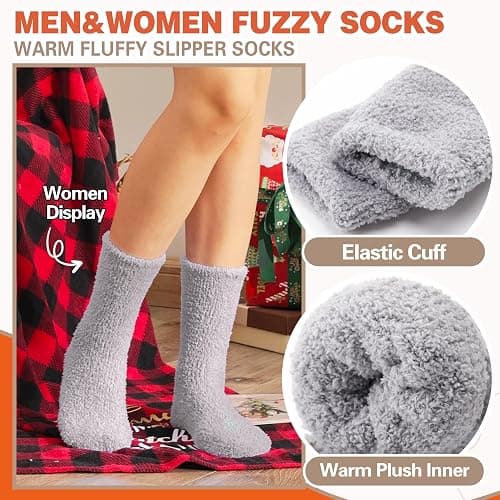 Fuzzy Socks Fluffy Thick Warm Winter Soft Cozy Plush Sleep Home Fleece Cabin Soft House Socks for Women Men thumbnail 5