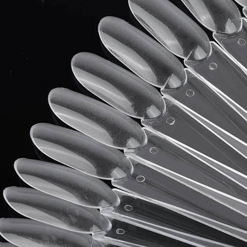 200 Pcs Oval Nail Swatch Sticks Fan-shaped Nail Polish Sample Sticks with Metal Split Ring for Nail Color Display, Clear thumbnail 2