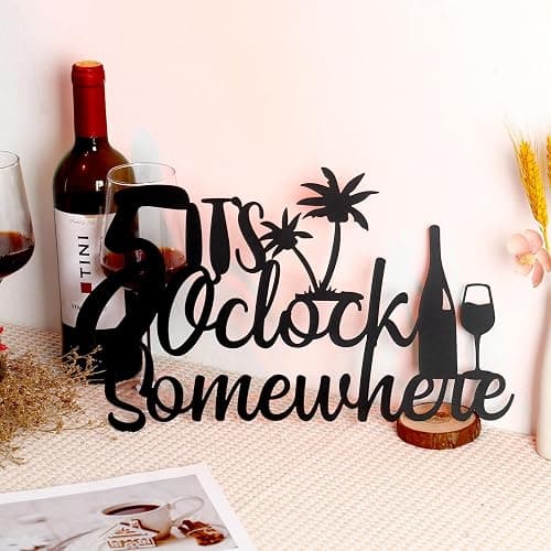 Zzbakress Metal Bar Sign 'It's 5 O'clock Somewhere' - Vintage Wall Decor, Black, For Home Bar Kitchen Living Room thumbnail 6