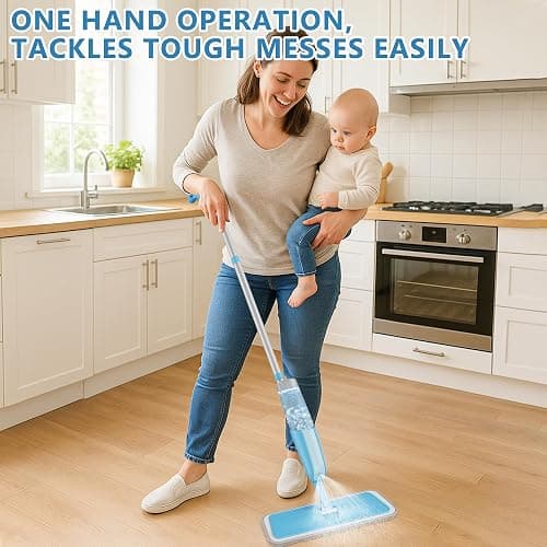 Spray Wet Mops for Hardwood Floor Cleaning: MEXERRIS Floor Mop with 3 Washable Pads for Swiffer Powermop - Refillable Dust Dry Mop Home Commercial Mops for Wood Laminate Ceramic Tiles Vinyl thumbnail 7