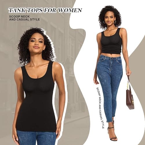 TVKSOM 5 Pack Basic Tank Tops for Women Undershirt Ribbed Sleeveless Casual Basic Tanks Top thumbnail 2