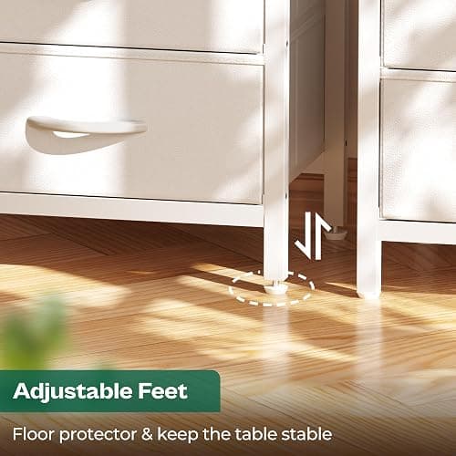 Huuger Nightstand with Charging Station, Side Table with 2 Fabric Drawers, End Table with Open Shelf, Bedside Table with USB-C Port and Outlets, Night Stand, PU Leather, White thumbnail 9