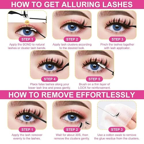 WiWiLINK California Sunset Lash Clusters, 8-18mm Manga Cluster Lashes Only | 0.3mm ultra-thin wispy spiky individual eyelash clusters with spikes, no glue or tools, for natural fairy anime DIY looks thumbnail 8