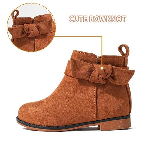 CIXVXCI Girls Boots Fashion Ankle Boots for Girls with Low Heel Short Suede Booties with Bow for Toddler/Little Kids thumbnail 4
