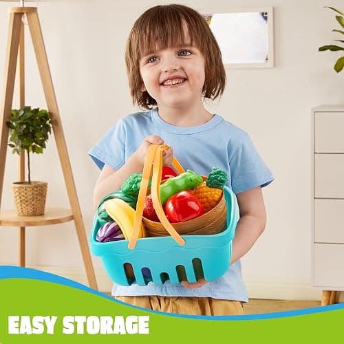 JOYIN Learning Toys Play Food Set for Toddlers, Cutting Food for Preschool Activities, Play Kitchen Accessories, Educational Toys, Color Sorting Set for Boys & Girls, Gifts for Christmas thumbnail 2