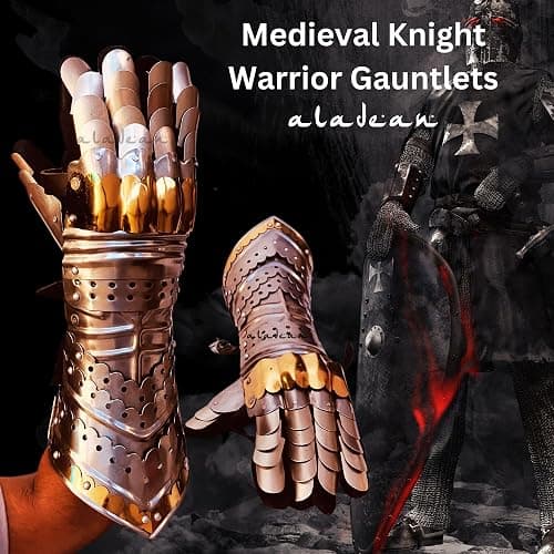 ALADEAN Medieval Gauntlets Warrior Steel Gloves German Gothic Style Knight Fantasy Armor Costume for Cosplay LARP SCA prop thumbnail 3
