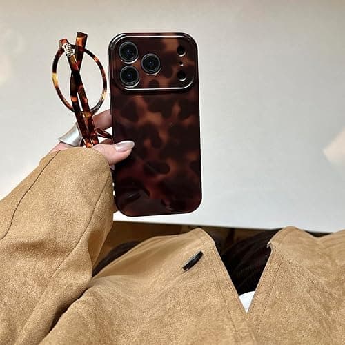 Reezaddin Aesthetic Tortoise Shell Phone Case for iPhone 17 6.3in,Retro Cool Girl Leopard Print Brown Amber Trendy Full Camera Protective Cover for iPhone 17 6.3" thumbnail 6