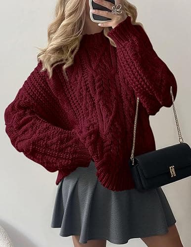 PRETTYGARDEN Women's Oversized Fall Sweaters 2025 Casual Long Sleeve Crewneck Chunky Cable Knit Pullover Tops Winter Clothes thumbnail 4