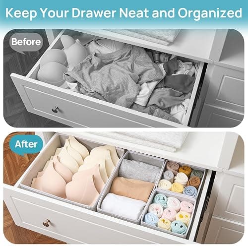 Vtopmart 12 Pack Kleiderschrank Organizer, Faltbare Schrank Organizer Kleiderschrank, Aufbewahrungsbox Stoff für Babykleidung, Unterwäsche, Socken thumbnail 6