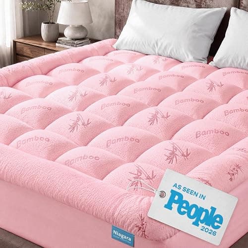 Niagara Sleep Solution Twin Ultra Soft Mattress Topper — Back Pain Relief | Rayon Derived from Bamboo, 20" Deep Pocket, Breathable Pillow Top Mattress Pad, Perfect for Hot Sleepers, Pink - Image 1