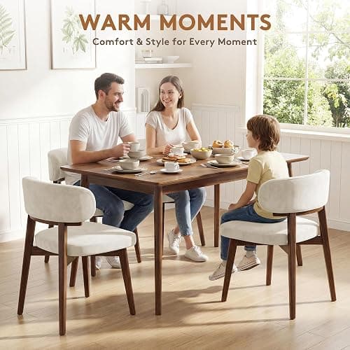 Dining Chairs Set of 2, Modern Upholstered Dining Chairs, Wooden Kitchen Chairs for Dining Room with Ergonomic Curved Backrest thumbnail 7
