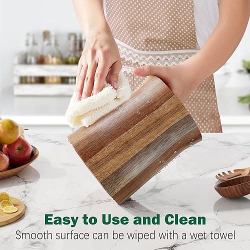 Segtenant Utensil Holder, Acacia Wood Utensil Holder for Kitchen Counter, 360° Rotating Cooking Utensil Crocks for Countertop, 7.2" Large Utensil Organizer for Spatula Storage thumbnail 2