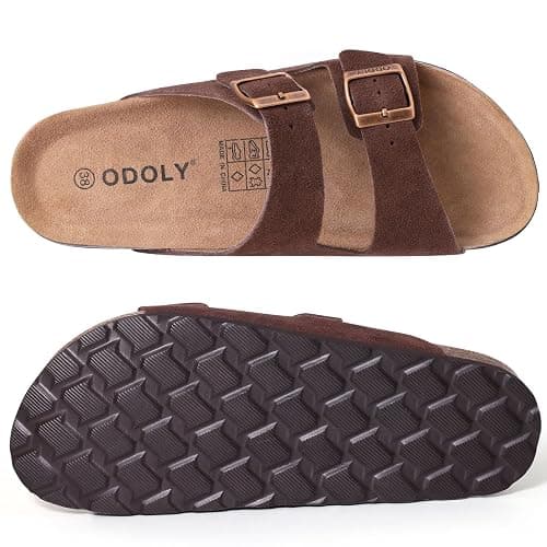 ODOLY Unisex Comfortable Cork Footbed Slide Sandals with Arch Support | Adjustable Buckle, Lightweight Summer Sandals for Travel and Everyday Wear thumbnail 6