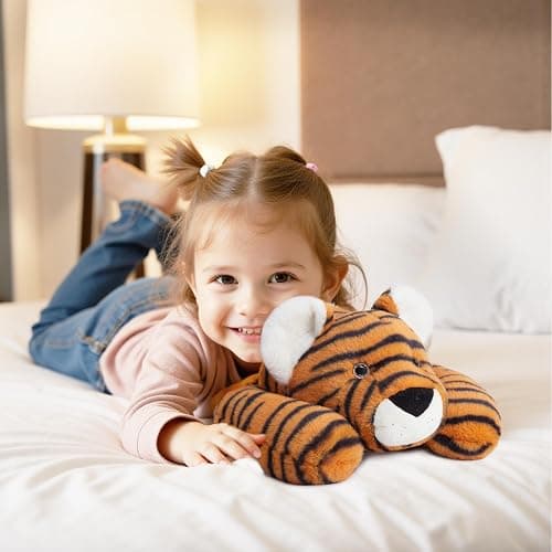 Niuniu Daddy 20" | 3.3 Pound Tiger Weighted Stuffed Animals for Adults, Stuffed Tiger Plush Toy for Toddler Teens Kids, Large Fluffy Plushy Pillow with Soft Fur for Present Christmas Birthday thumbnail 2