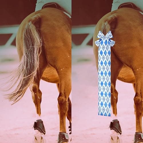 Huhumy 6 Pcs Horse Tail Bag Breathable Guard 22" Slip on Horse Care Tail Wrap 2 Strand Closure Straps Grooming Supplies to Keep from Dirt Breakage Rubbing 6 Designs(Modern Style) thumbnail 4