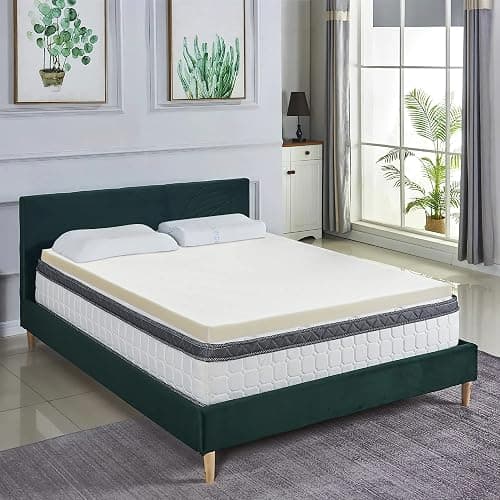 Treaton, 1-Inch High Density Medium Firm Foam Mattress Topper, CertiPUR-US Certified for Superior Comfort and Support, King, White - Image 1