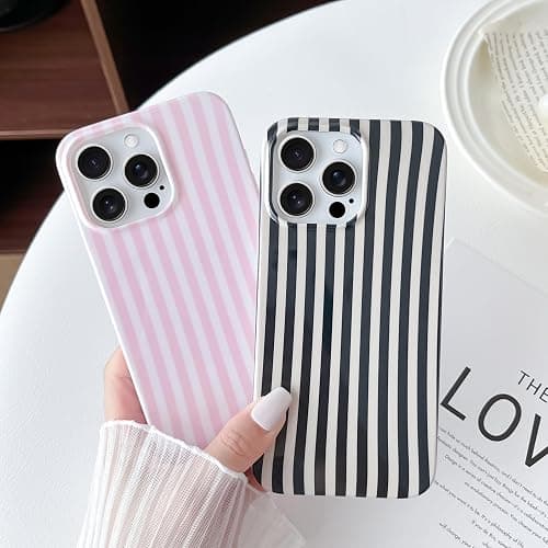 Yeddabox for iPhone 16 Pro Case Cute Striped Phone Case Soft TPU Slim Shockproof Phone Cover for Women Girls, Pink thumbnail 6