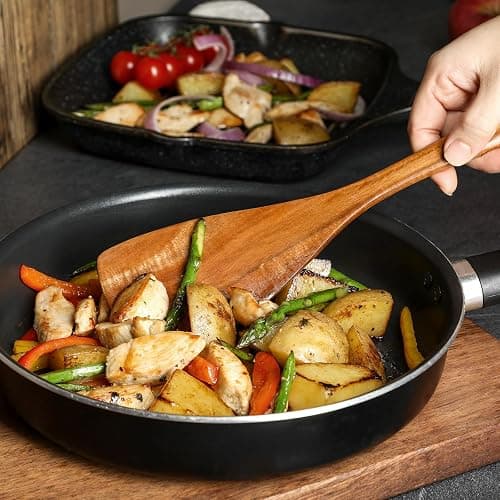 Wooden Spoons for Cooking, 12 Pcs Teak Wood Kitchen Utensils Set with Spoon Rest - Nonstick Heat Resistant Wooden Cooking Utensils, Natural Healthy Spatula Set for Pots and Pans thumbnail 5