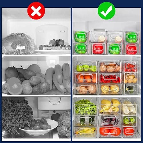 Diwoker Boite de Rangement Frigo Transparent, Empilable Organisateur Frigo pour Le Réfrigérateur, la Cuisine, Le Garde-Manger, Les Armoires et Les Comptoirs (9 Pièces) thumbnail 5