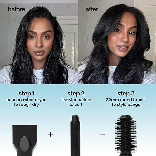 BONDIBOOST 6-in-1 Everlast Multi Styler & Dryer System - Wet to Dry Hair Styler, Hair Dryer Brush with Curlers, Round Brushes, Dryer & Concentrator Attachments, Versatile Heat & Airflow Settings thumbnail 9