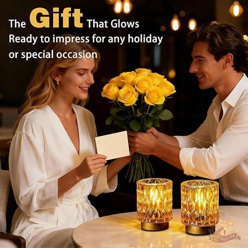 Battery Operated Table Lamps Timer, Mini Crystal Lamp for Area No Plug, Cordless Lamp with LED Bulb for Power Outage, Decorative Lamps for Tabletop/Corner/Entryway/Stairway/Bathroom/Fireplace(2*AMBER) thumbnail 7