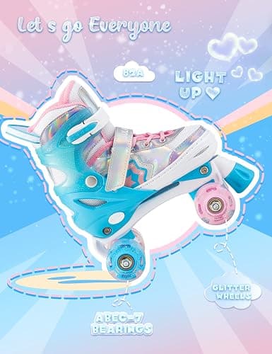 SULIFEEL Rainbow Unicorn 4 Size Adjustable Roller Skates for Girls Boys for Kids Ages 3-5 5-8 6-12 Children Skates Indoor Outdoor thumbnail 4