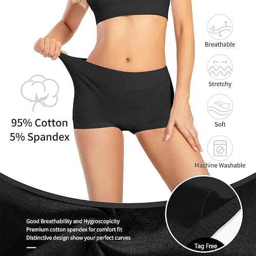 Migbean Boy Shorts Underwear for Women - Boxers for Women, Women's Cotton Underwear Boyshorts thumbnail 3