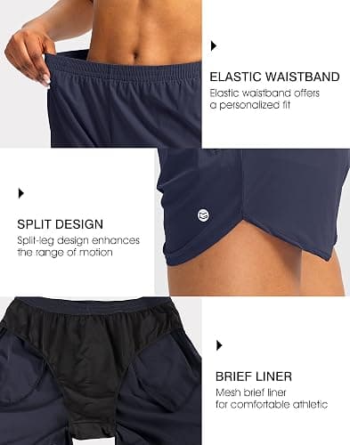G Gradual Women's Running Shorts with Zipper Pockets Quick Dry Athletic Workout Gym 3" Shorts for Women with Comfy Liner thumbnail 3
