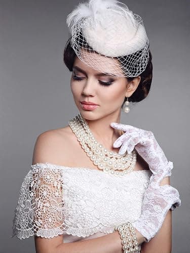 SATINIOR Lace Gloves for Women Tea Party Short Lace Gloves Courtesy Dressy for Cosplay Dinner Party Evening thumbnail 4