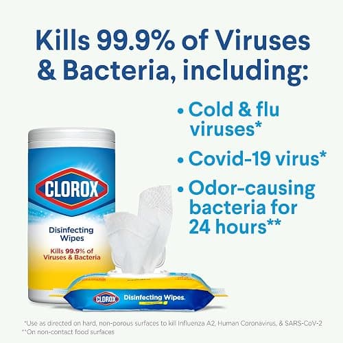 Clorox Disinfecting Wipes Value Pack, Household Essentials, 75 Count, Pack of 3 (Package May Vary) thumbnail 4