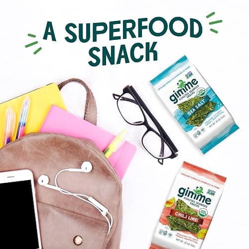 Gimme Seaweed Organic Premium Roasted Seaweed Snacks, Chili Lime, 6 Count, Keto, Vegan, Gluten-Free, Great Source of Omega3s and Iodine, Healthy On-The-Go Snack for Kids and Adults thumbnail 9