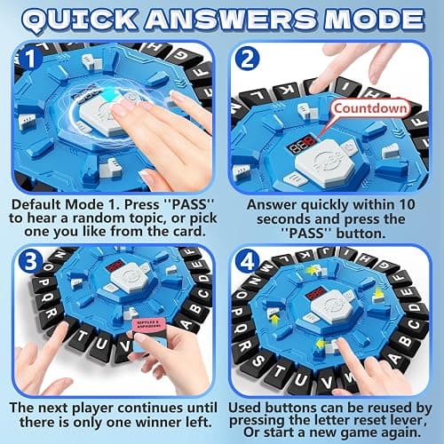 Resflycheng Word Game Family Board Game with Digital Display Timer and 2 Categories Modes Fun Fast-Paced 24-Letter Game for Learning Party Interactive (Blue) thumbnail 5