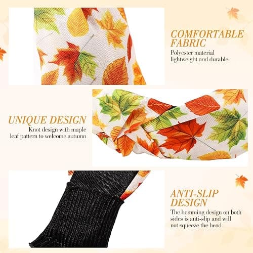 8 Pack Fall Headbands for Women, Thanksgiving Knotted Autumn Hairbands | Holiday Hairbands for Autumn Festive Gift, 8 Autumn Designs; Non-Slip Fit, for Thanksgiving, Parties, Gifting thumbnail 3