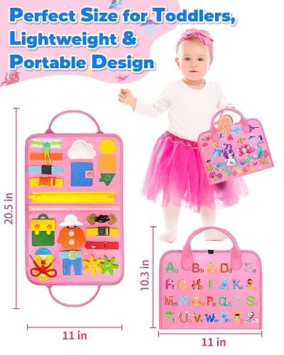 Gojmzo Busy Board Montessori Toys for Toddler Girl Birthday Gifts, Busy Book Sensory Toys for Toddlers, Learning Educational Toddler Travel Activities thumbnail 2