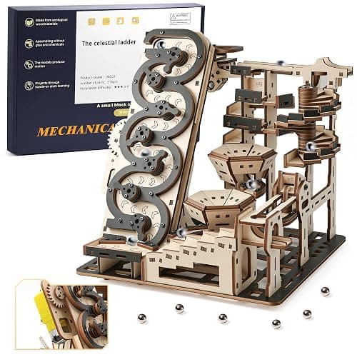 3D Motorized Wooden Puzzle - Mechanical Steel Ball Run Building Kit for Adults & Teens | DIY Engineering Brain Teaser with Electric Track | Kinetic Art Home Decor Gift​ - Image 1