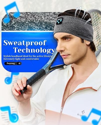 Perytong Sleeping Headphones Bluetooth Headband, Soft Long Time Play Sleeping Headsets with Built in Speakers Perfect for Workout,Running,Yoga,Travel, Darkgray thumbnail 2