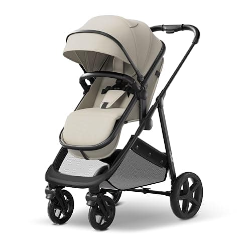 Mompush Wiz 2-in-1 Bassinet Stroller Reversible Seat, One-Hand Fold, Khaki | Newborn to toddler, large wheels with suspension, multi-position recline, UPF 50+ canopy, large basket, cup holder included - Image 1