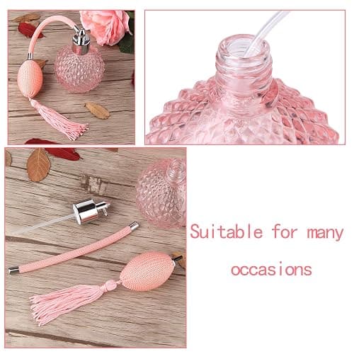 Lamoutor Vintage Perfume Spray Bottle 100ml Pink Vintage Refillable Perfume Bottle with Long Tassel thumbnail 3